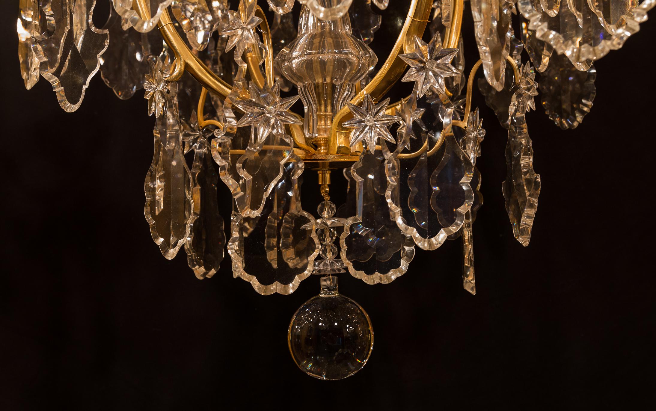 Baccarat, French Louis XV Style, Gilt-Bronze and Crystal Chandelier 12