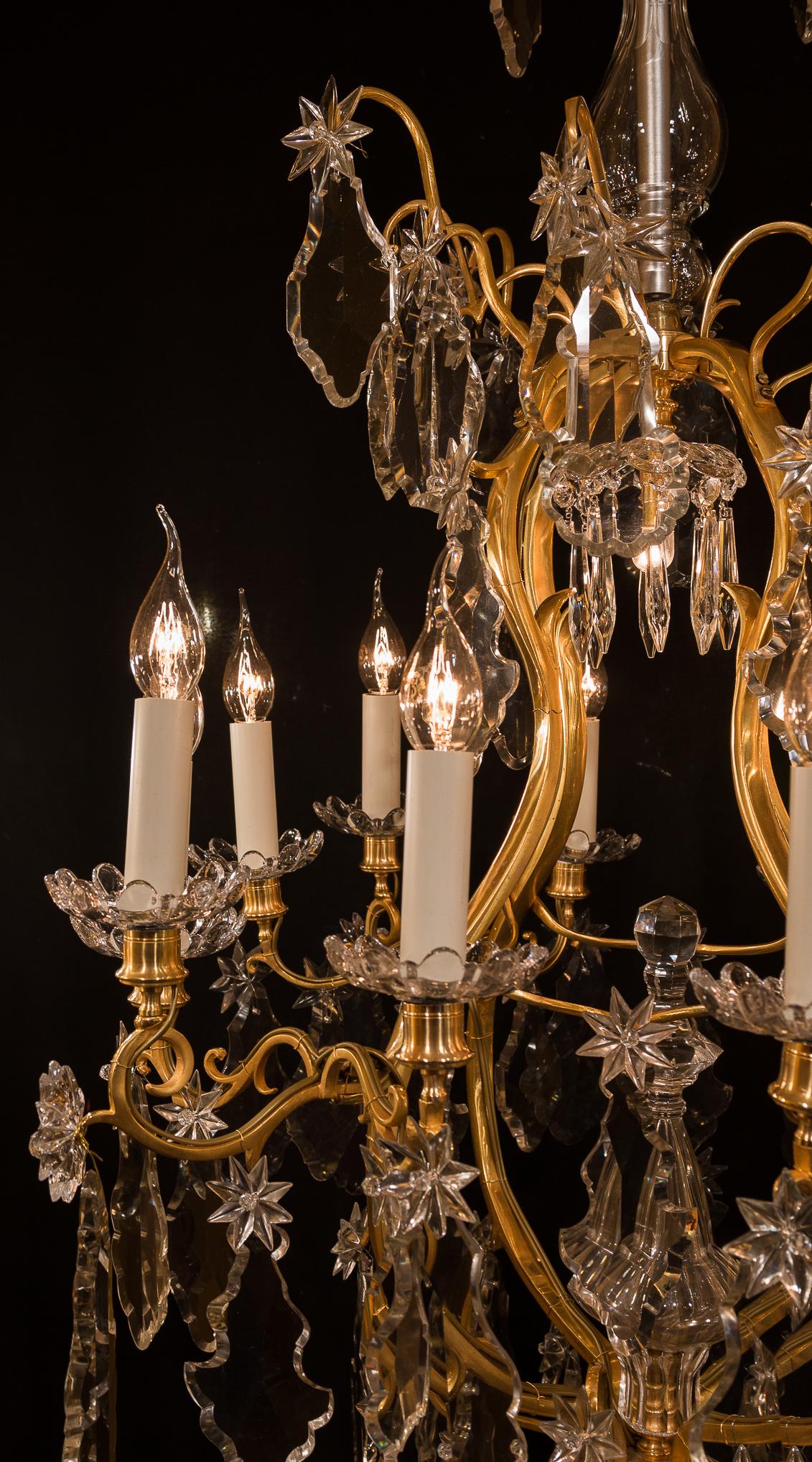 Baccarat, French Louis XV Style, Gilt-Bronze and Crystal Chandelier 1