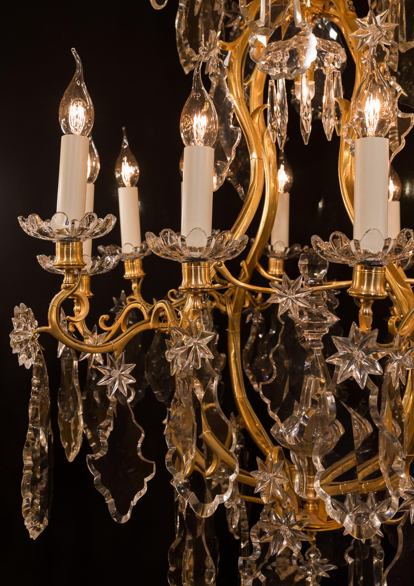 Baccarat, French Louis XV Style, Gilt-Bronze and Crystal Chandelier 2