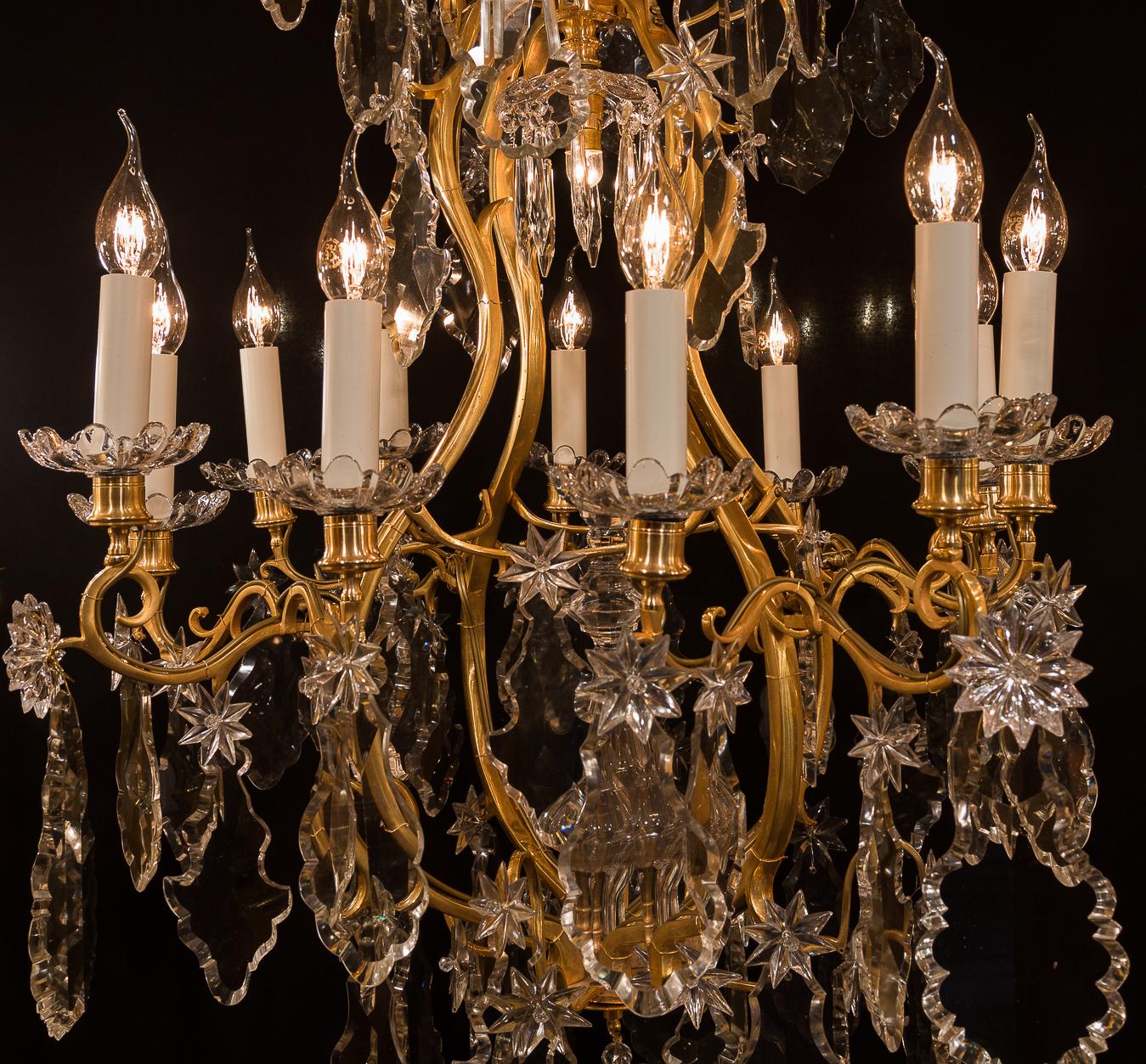 Baccarat, French Louis XV Style, Gilt-Bronze and Crystal Chandelier 3