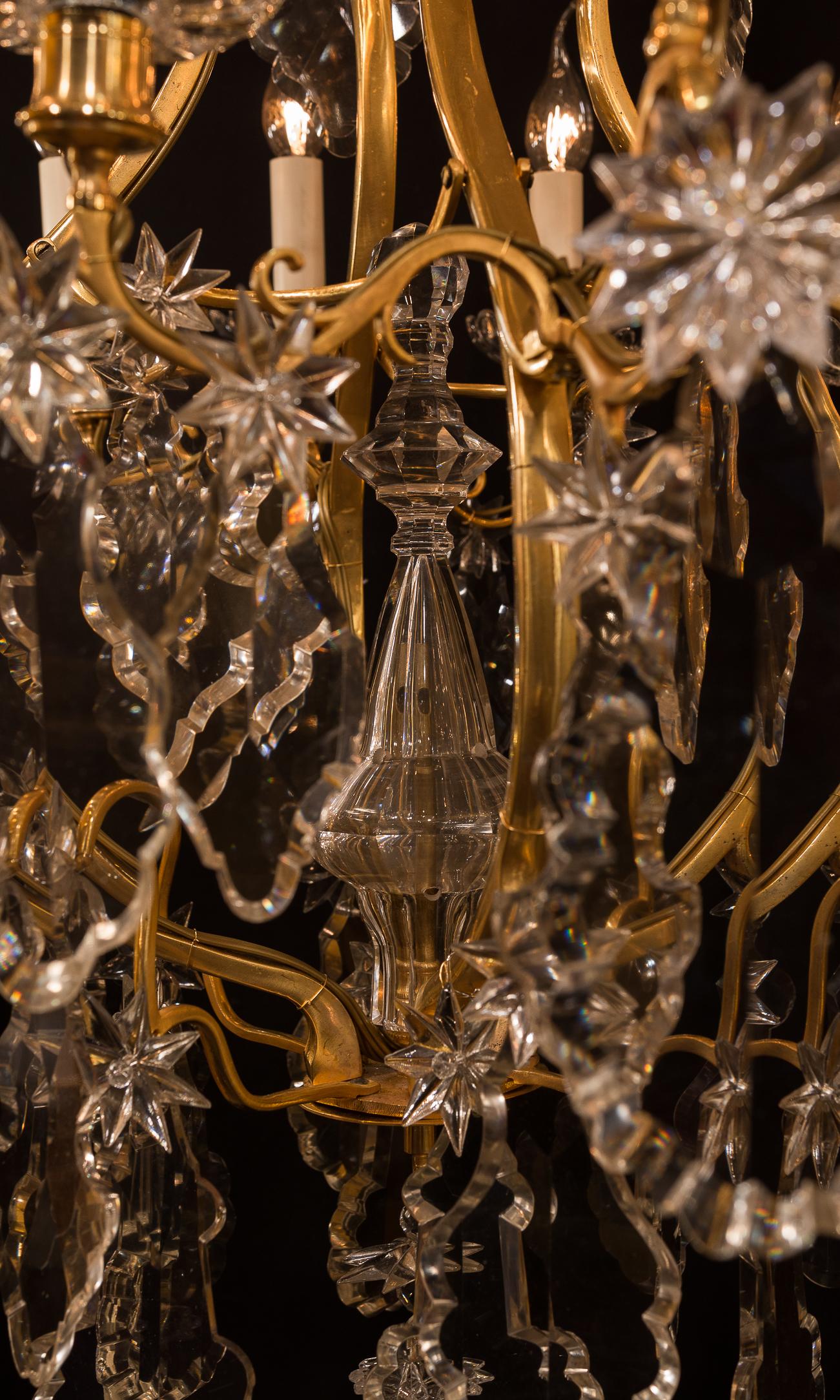 Baccarat, French Louis XV Style, Gilt-Bronze and Crystal Chandelier 5