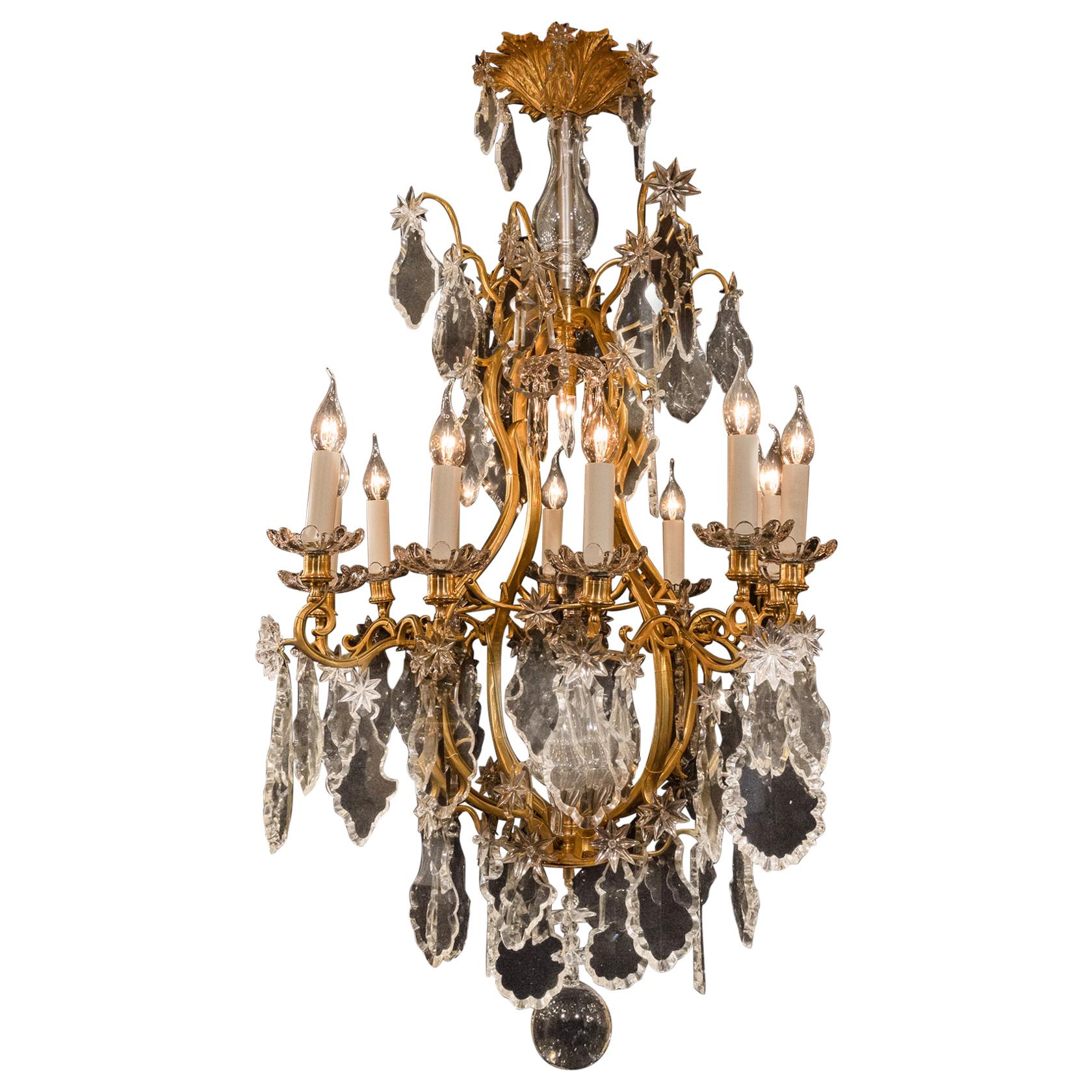 Baccarat, French Louis XV Style, Gilt-Bronze and Crystal Chandelier