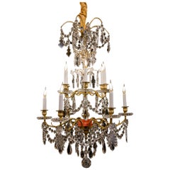 Baccarat French Louis XVI Style Bronze & Cut Crystal Chandelier, circa 1870-1880