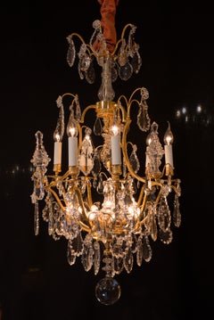 Baccarat, French Louis XVI Style Gilt-Bronze and Crystal Chandelier, circa 1920