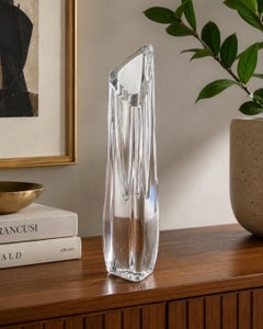 Baccarat French Modern Sculptural Clear Crystal Bud Vase, France, Circa 1980s