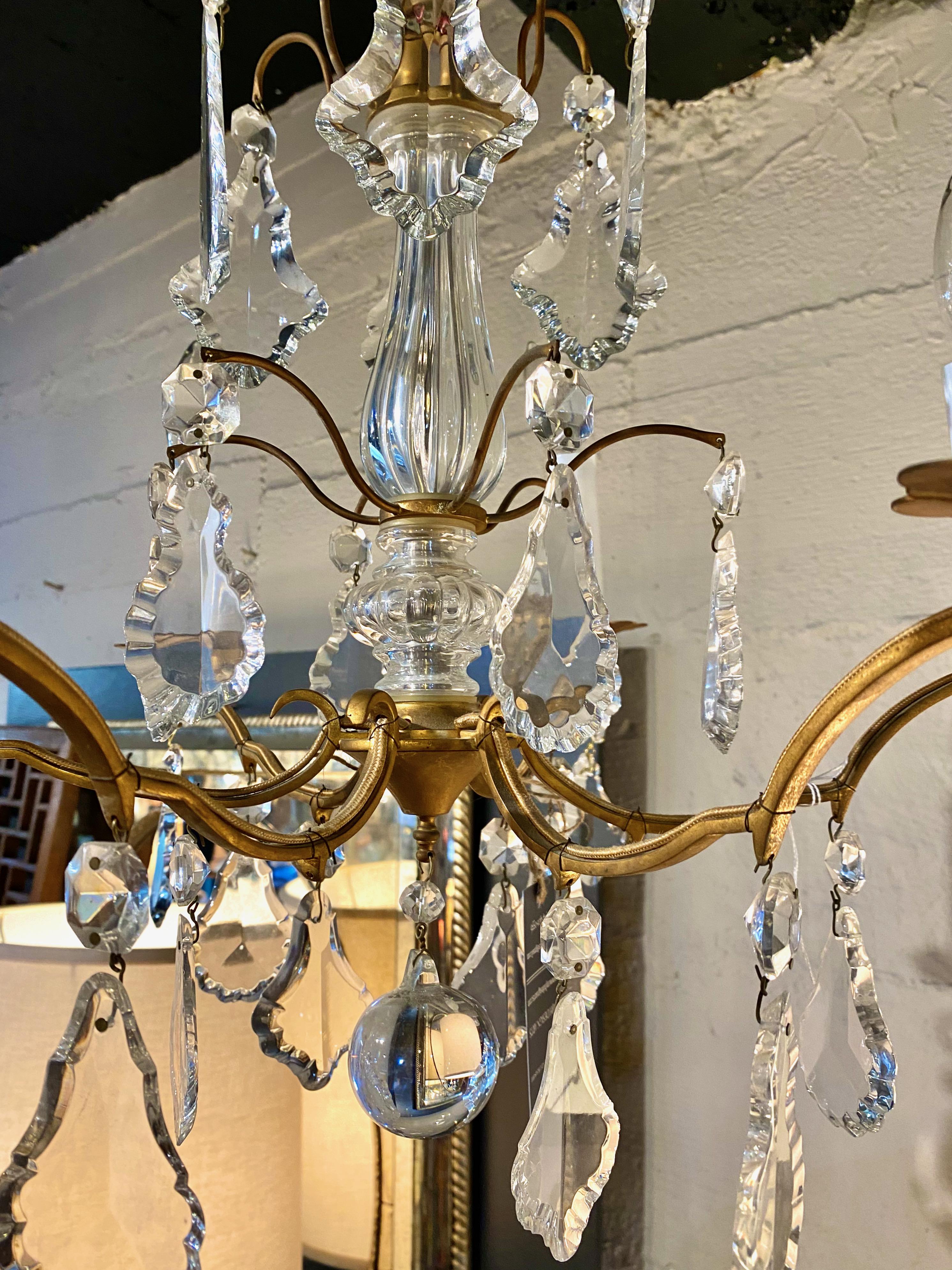 French Baccarat Gilt Bronze Chandelier For Sale