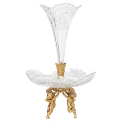 Baccarat glass and gilt bronze center piece. France, early 20th century.