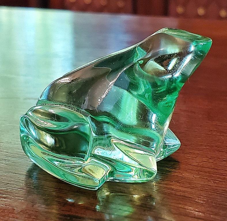 Mid-Century Modern Baccarat Glass Green Frog