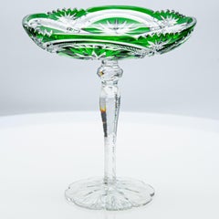 Baccarat, Grass Green Crystal Cut Coupe, France, 1920