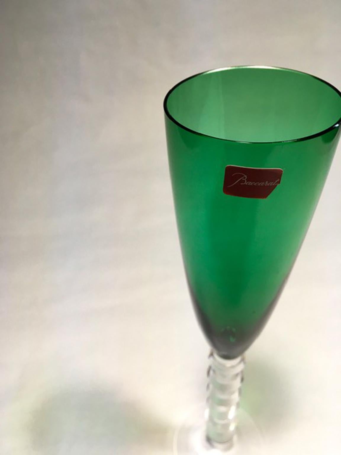 Baccarat Green Crystal Goblet, France 6