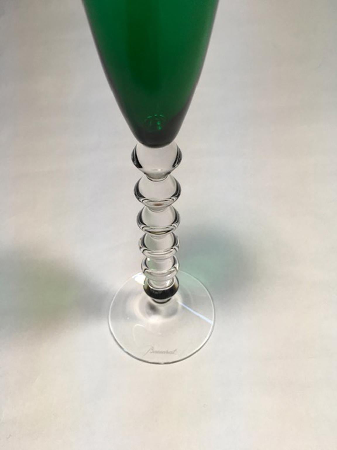 French Baccarat Green Crystal Goblet, France