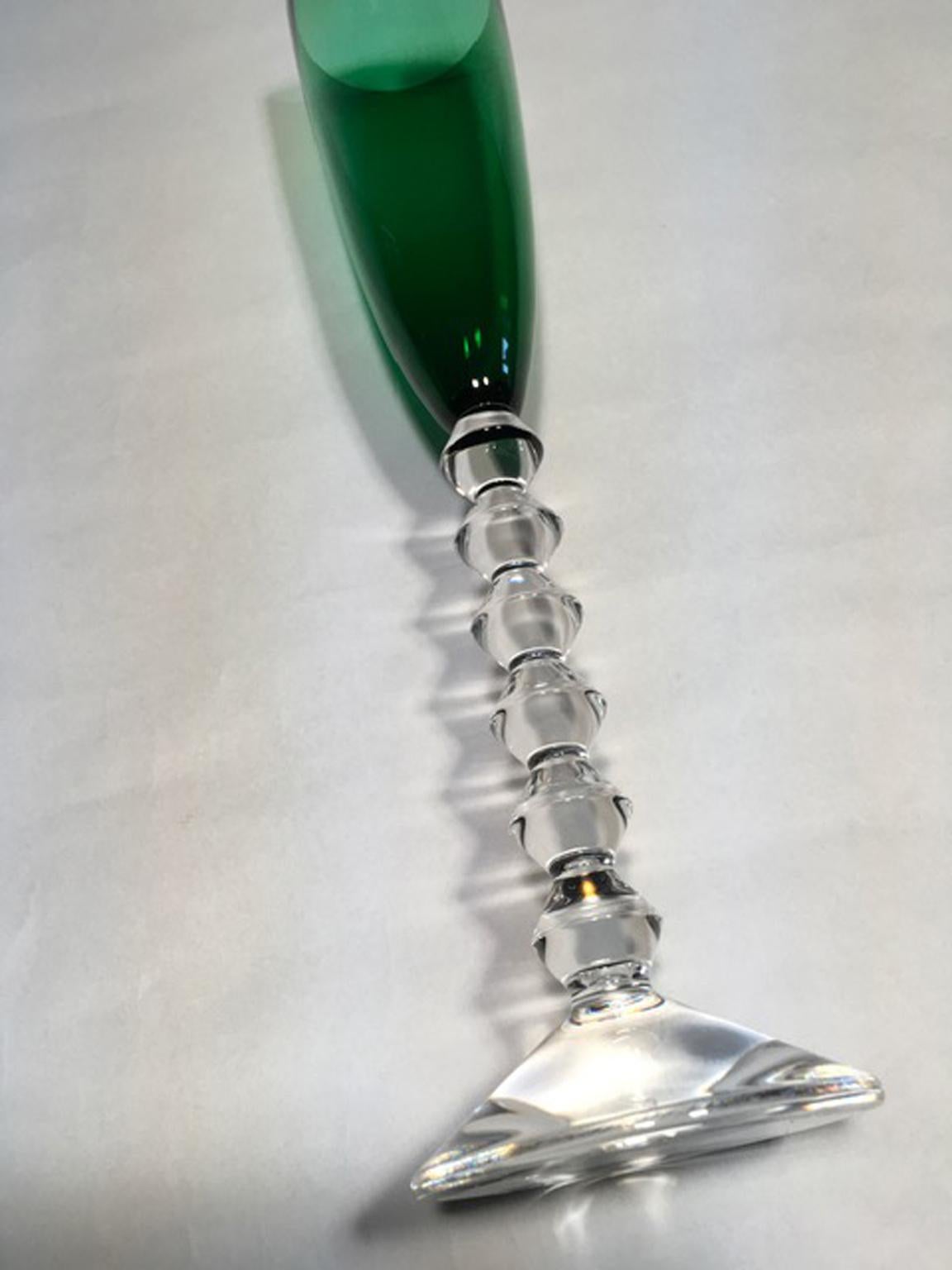 Contemporary Baccarat Green Crystal Goblet, France