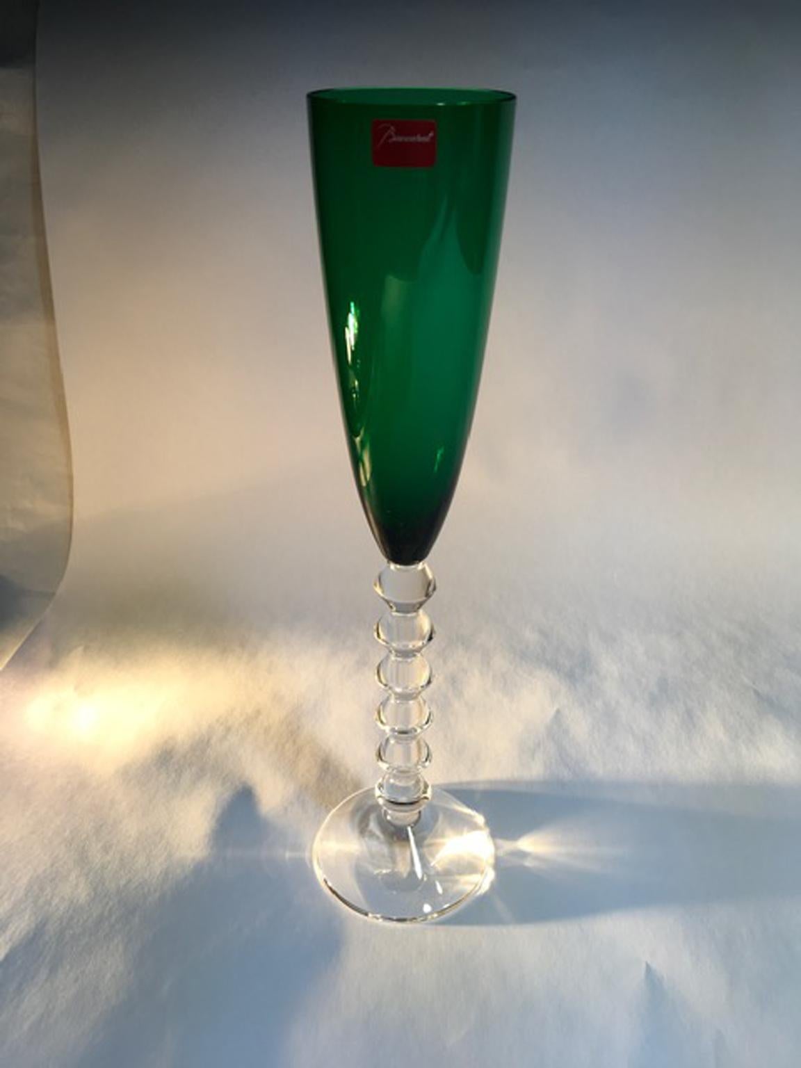 Baccarat Green Crystal Goblet, France 1