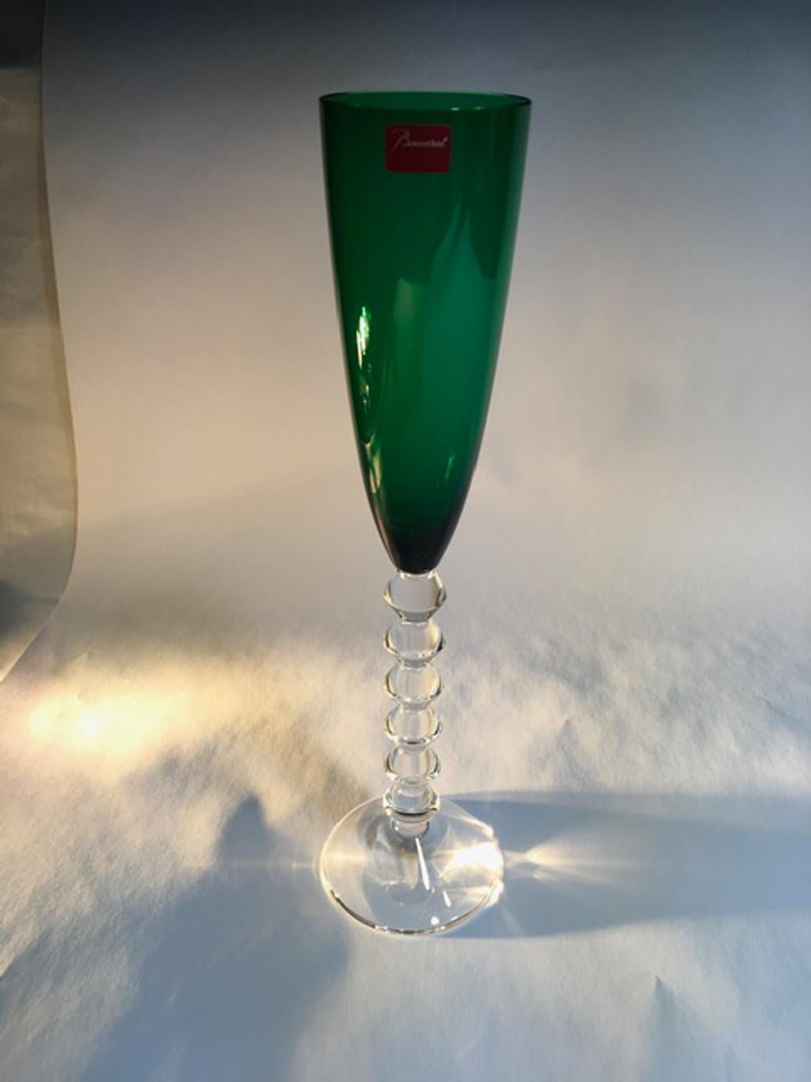 Baccarat Green Crystal Goblet, France 3