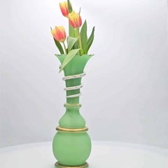Baccarat, Green Opaline Snake Vase, France, 1880