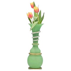 Baccarat, Green Opaline Snake Vase, France, 1880
