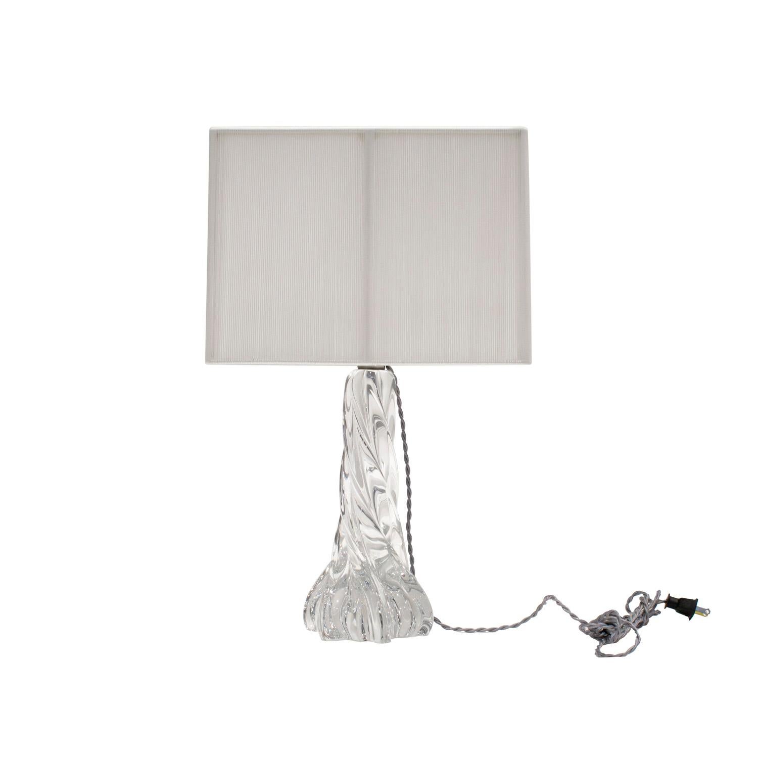 Mid-Century Modern Baccarat Hand-Blown Crystal Table Lamp 1970s (Signed) For Sale