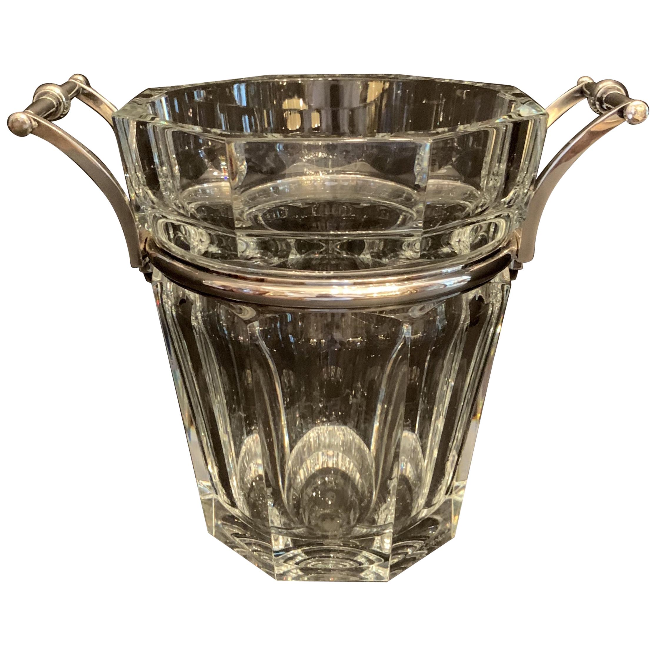 Baccarat Harcourt Champagne Cooler Ice Bucket Silvered Bronze Ormolu Handle