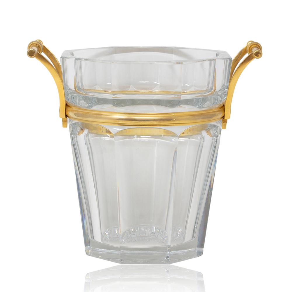 Rafraîchisseur à champagne en cristal de Baccarat Harcourt avec poignées en métal doré circa 1970 Bon état - En vente à Newark, England