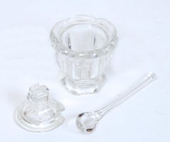 Baccarat Harcourt Moutarde, pot à condiments ou à confiture avec couvercle et cuillère assortie