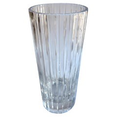 Vaso in cristallo Baccarat Harmonie, taglio a scanalature, modello cilindrico moderno in stile francese, 12 pollici, firmato