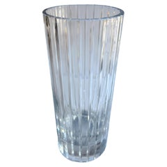 Vaso in cristallo Baccarat Harmonie, taglio a scanalature, modello cilindrico moderno in stile francese, 12 pollici, firmato