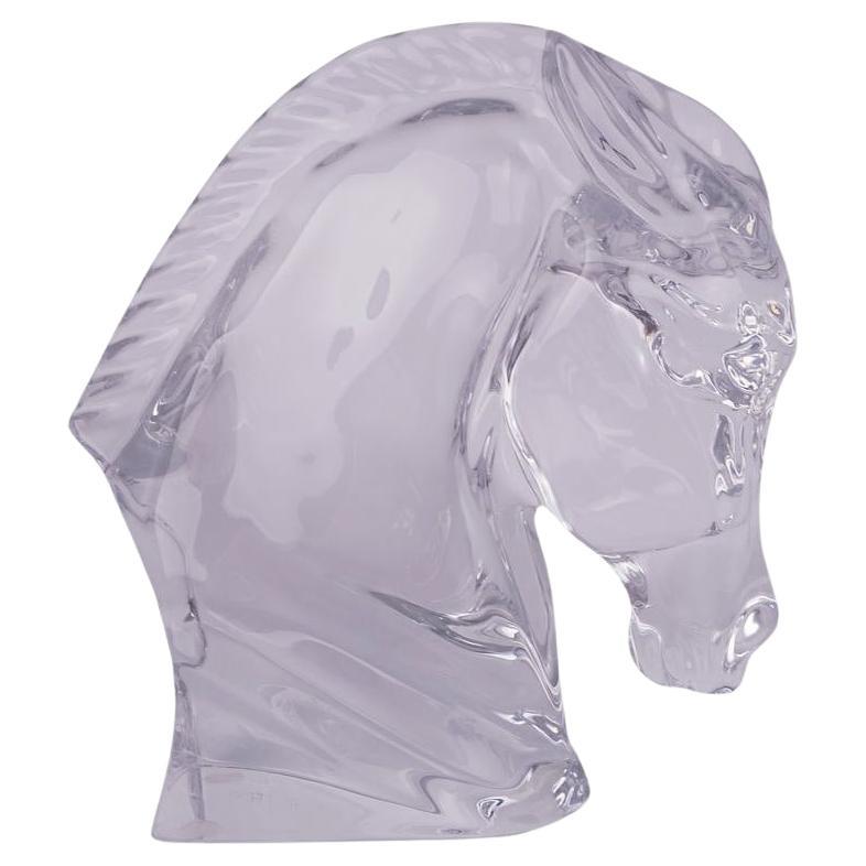 Baccarat Horse Head Crystal Sculpture Figurine Tauni de Lesseps Art Deco France
