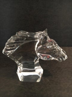 Baccarat Horse Head Sculpture Paper Weight
