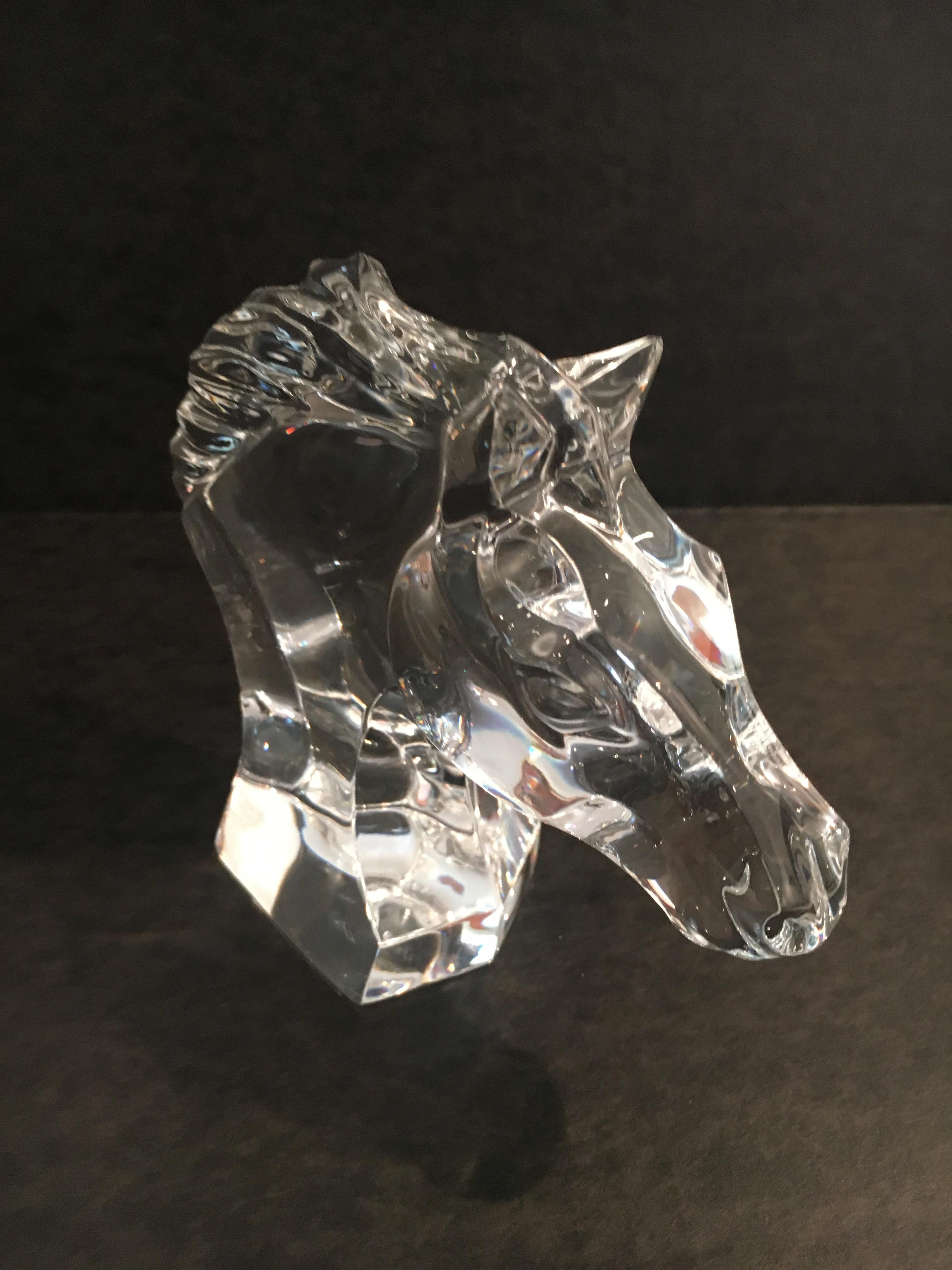 Mid-Century Modern Baccarat Horse Head Sculpture Paper Weight