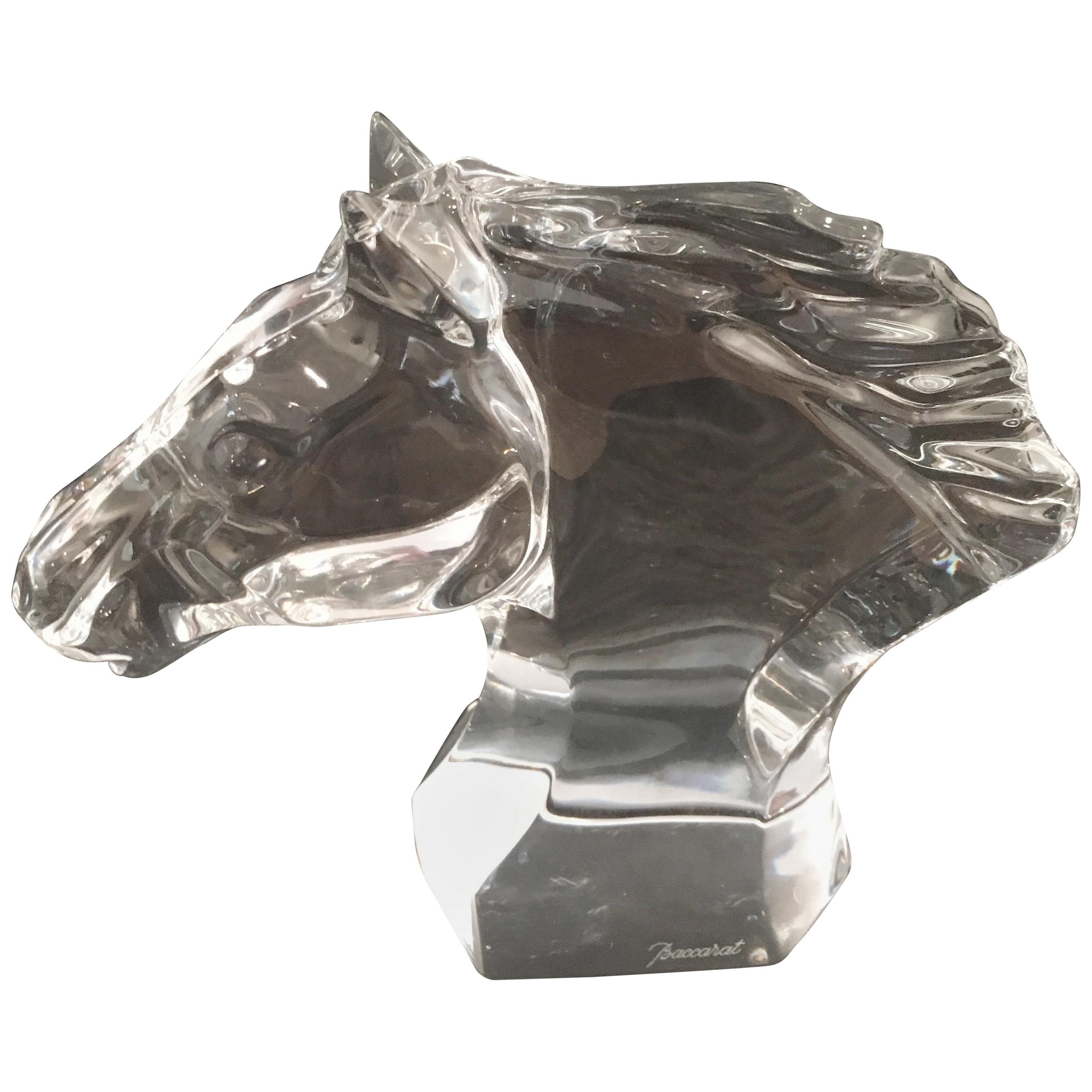 Baccarat Horse Head Sculpture Paper Weight