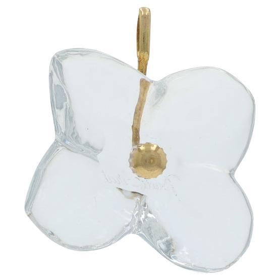Baccarat Hortensia Kristall Blume Anhänger - Gelbgold 18k im Angebot