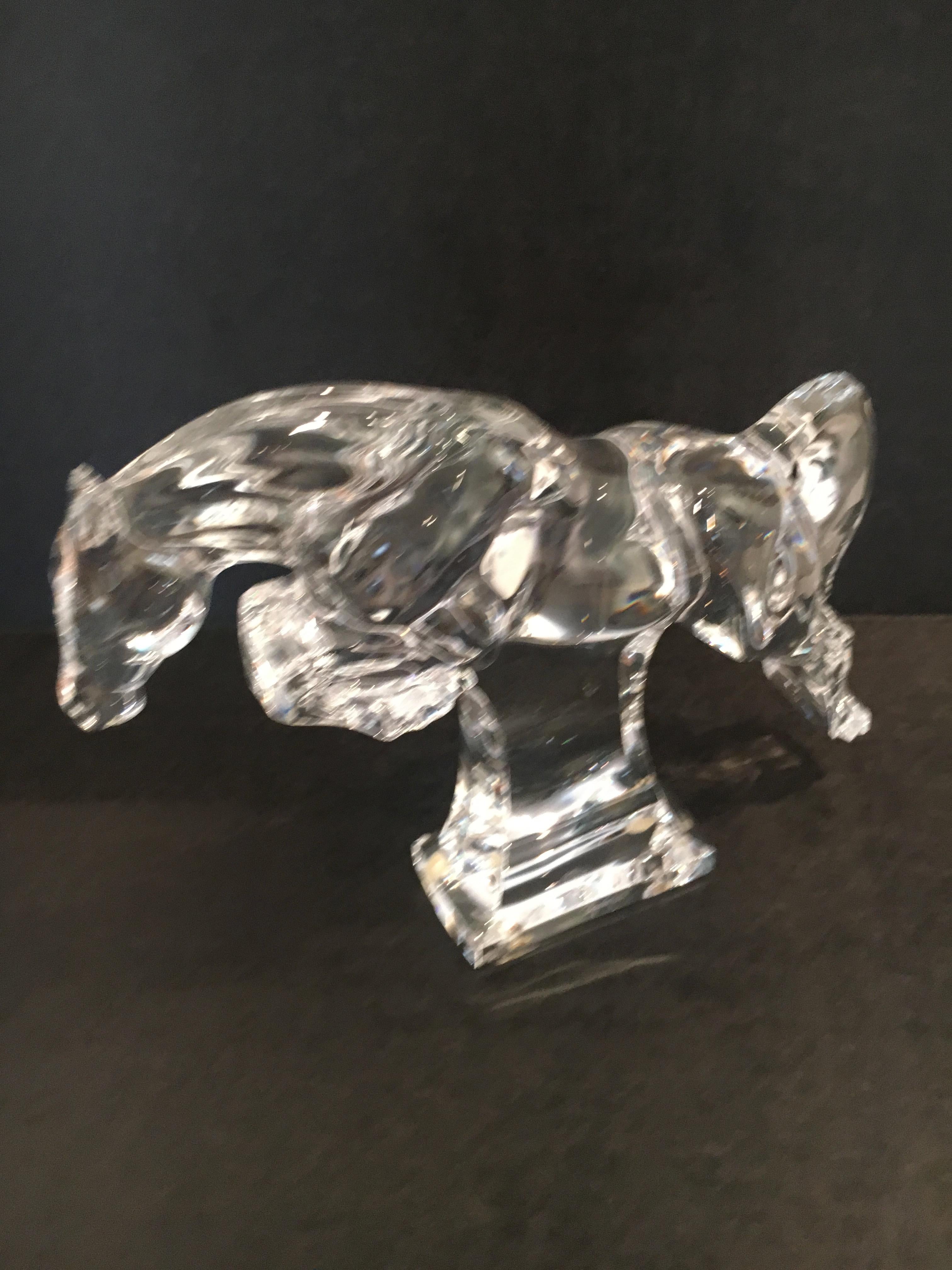 Baccarat jumping horse sculpture paper weight.