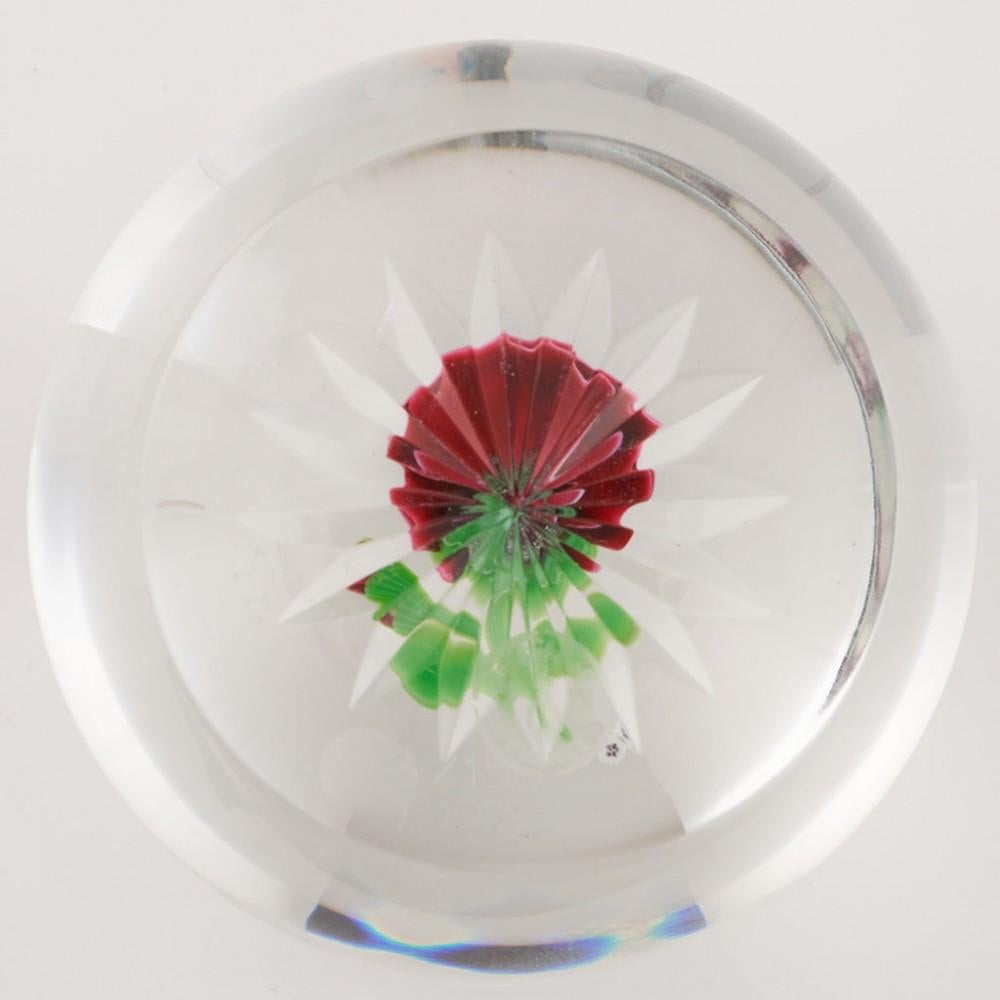French Baccarat Lampwork Paperweight - Rose and Bud  1976 For Sale