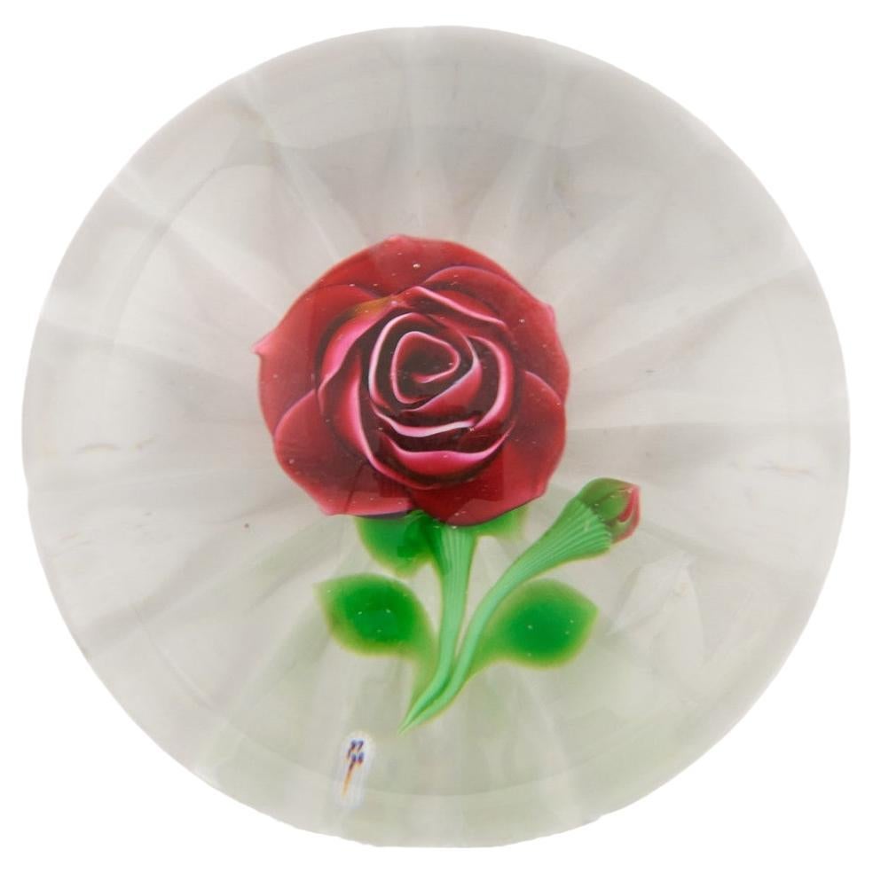 Baccarat Lampwork Paperweight - Rose and Bud  1976 For Sale
