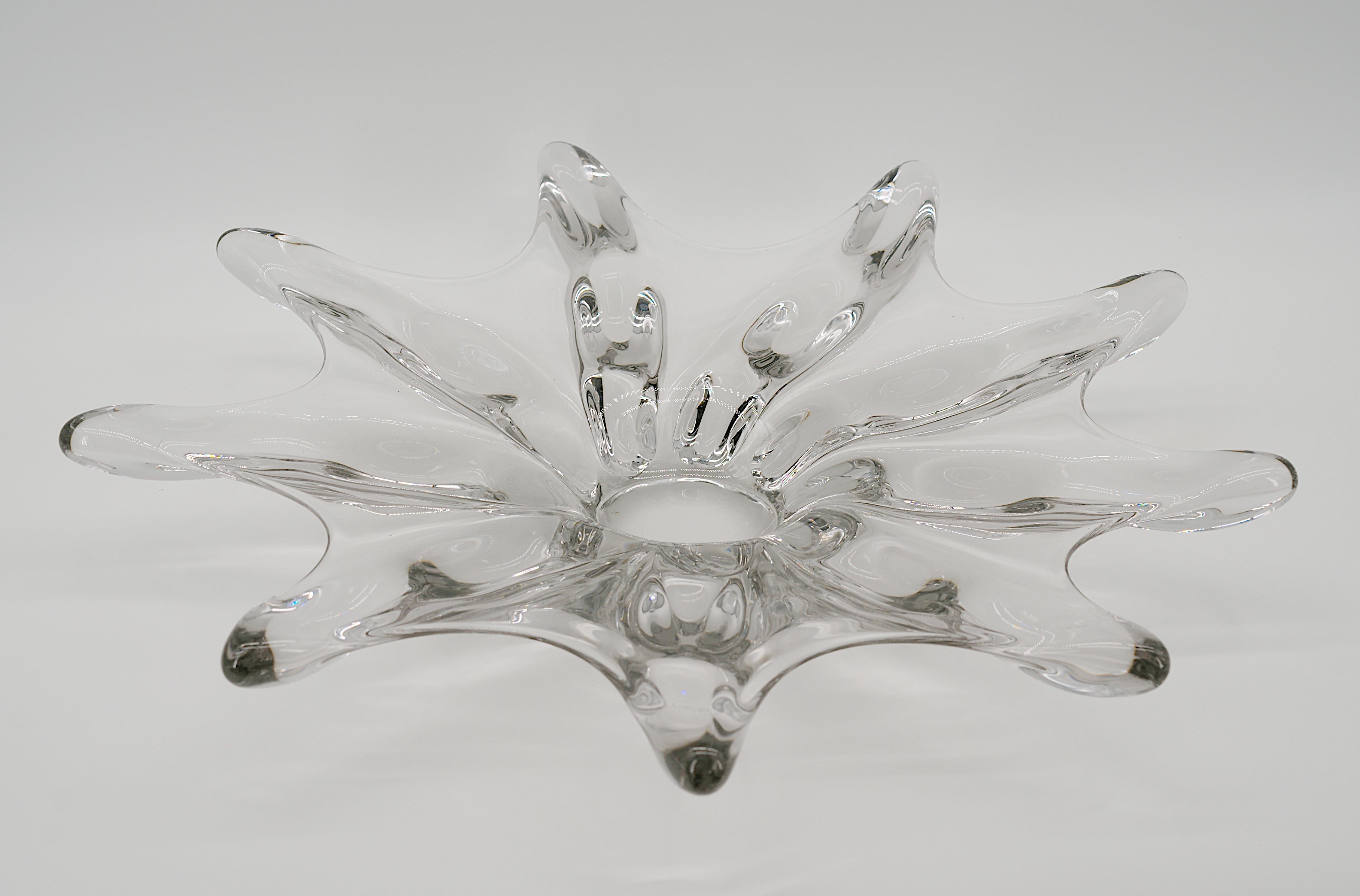 20th Century Baccarat Large Crystal Center Bowl Centerpiece, 1950s For Sale