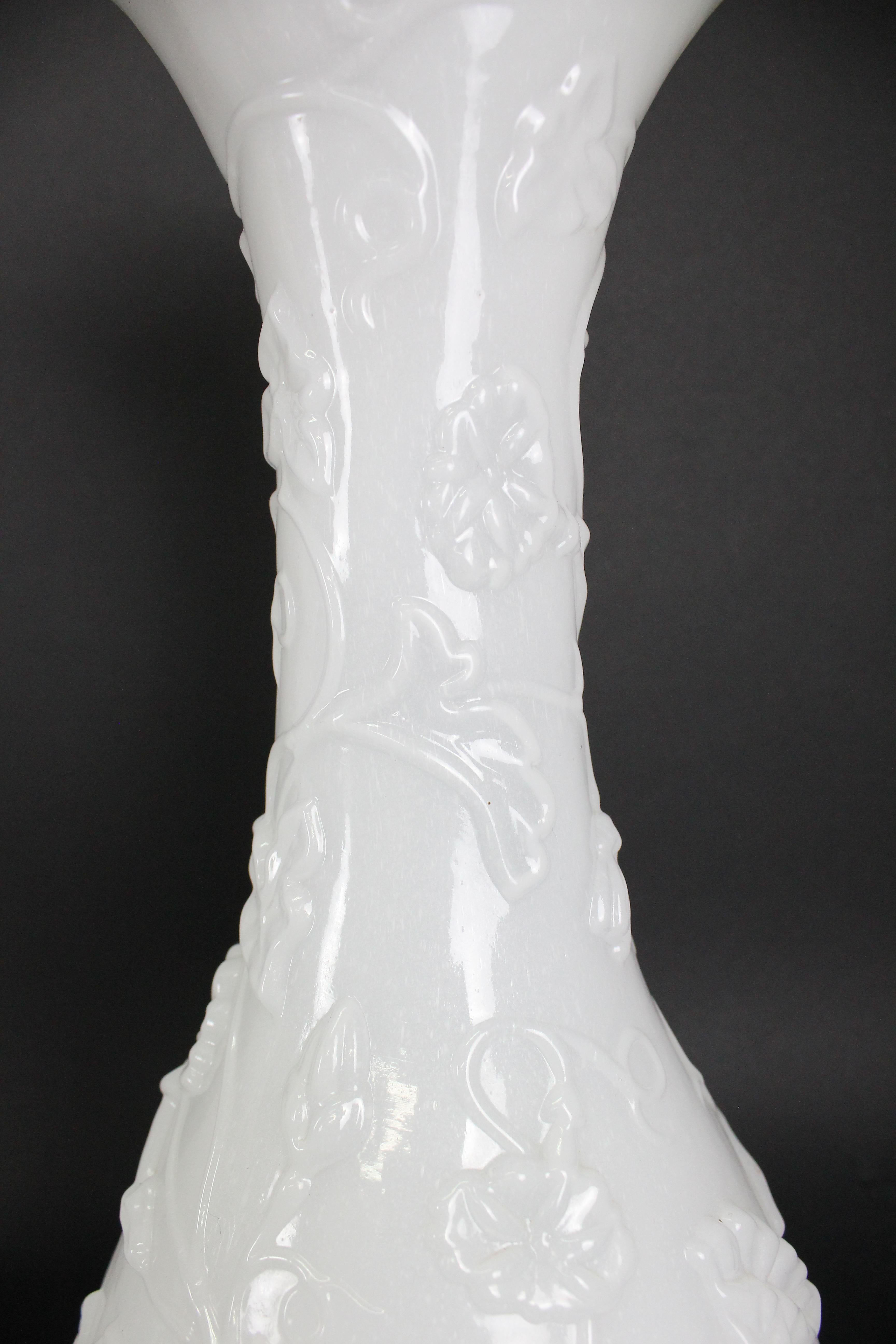 19th Century Baccarat Large Pair of Vases. Opaline Glass 'Vase De Fantasie' For Sale