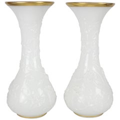 Baccarat Large Pair of Vases. Opaline Glass 'Vase De Fantasie'