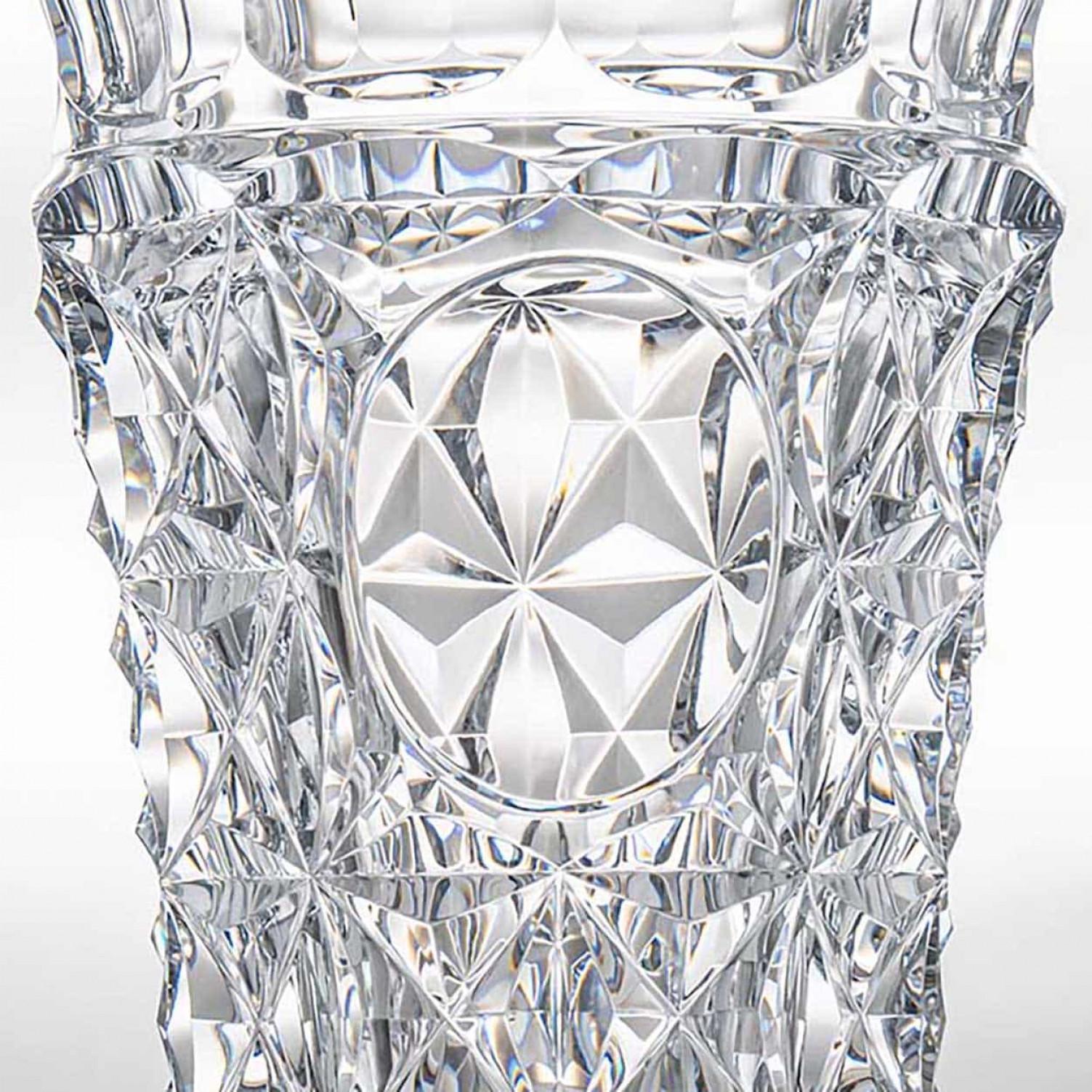 Moderno Baccarat Large Structured Tapered Clear Crystal Vase, France in vendita