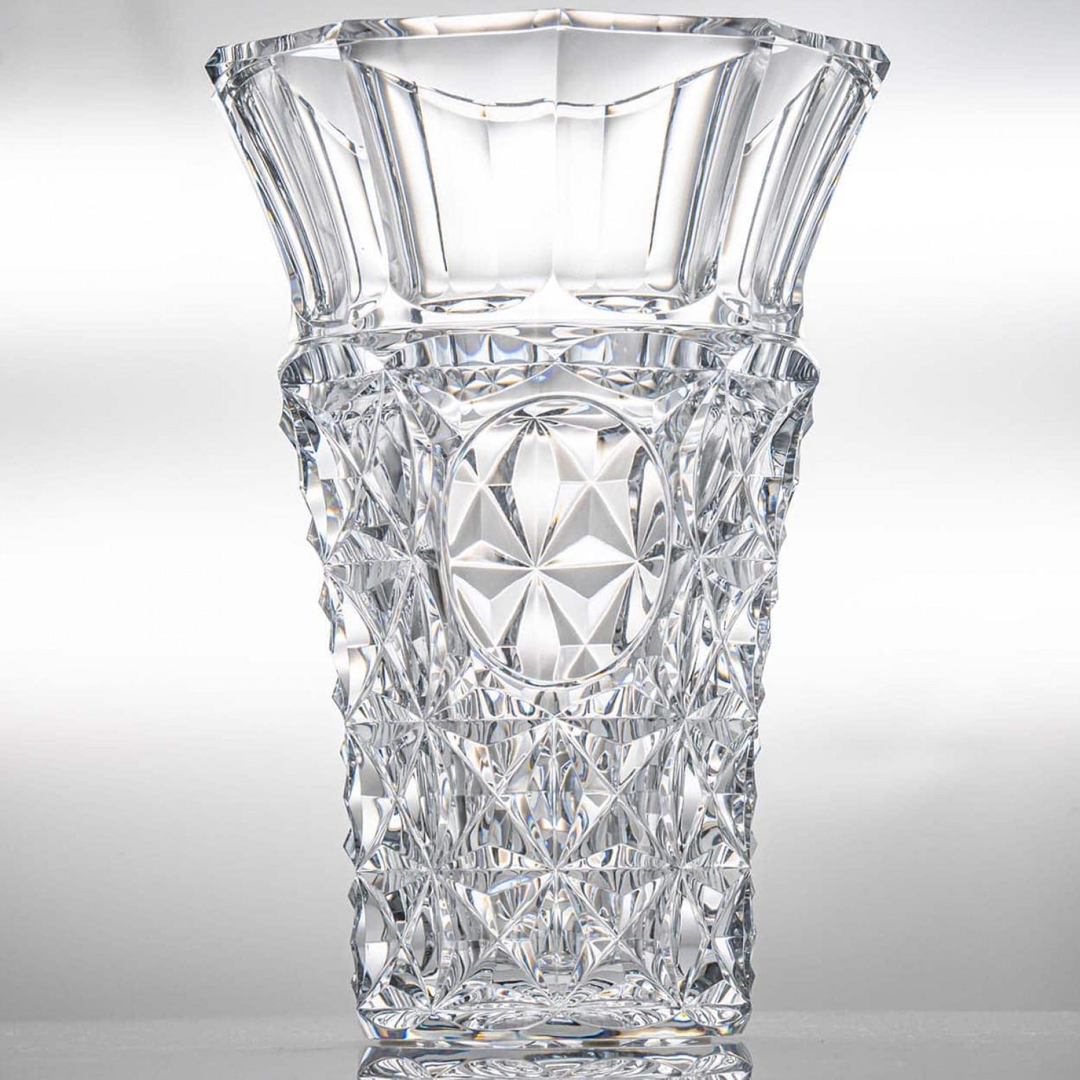 Contemporary Baccarat Large Structured Tapered Clear Crystal Vase, France For Sale