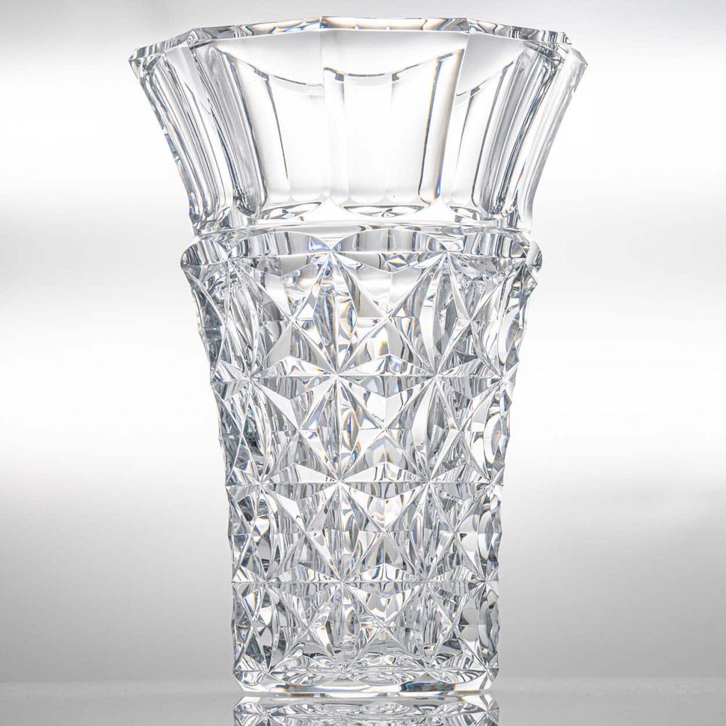 Baccarat Large Structured Tapered Clear Crystal Vase, France For Sale 2