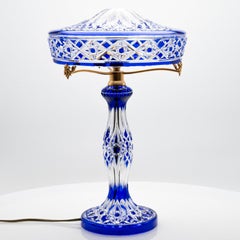 Lámpara de sobremesa Baccarat Louipe Cristal transparente superpuesto azul, Francia