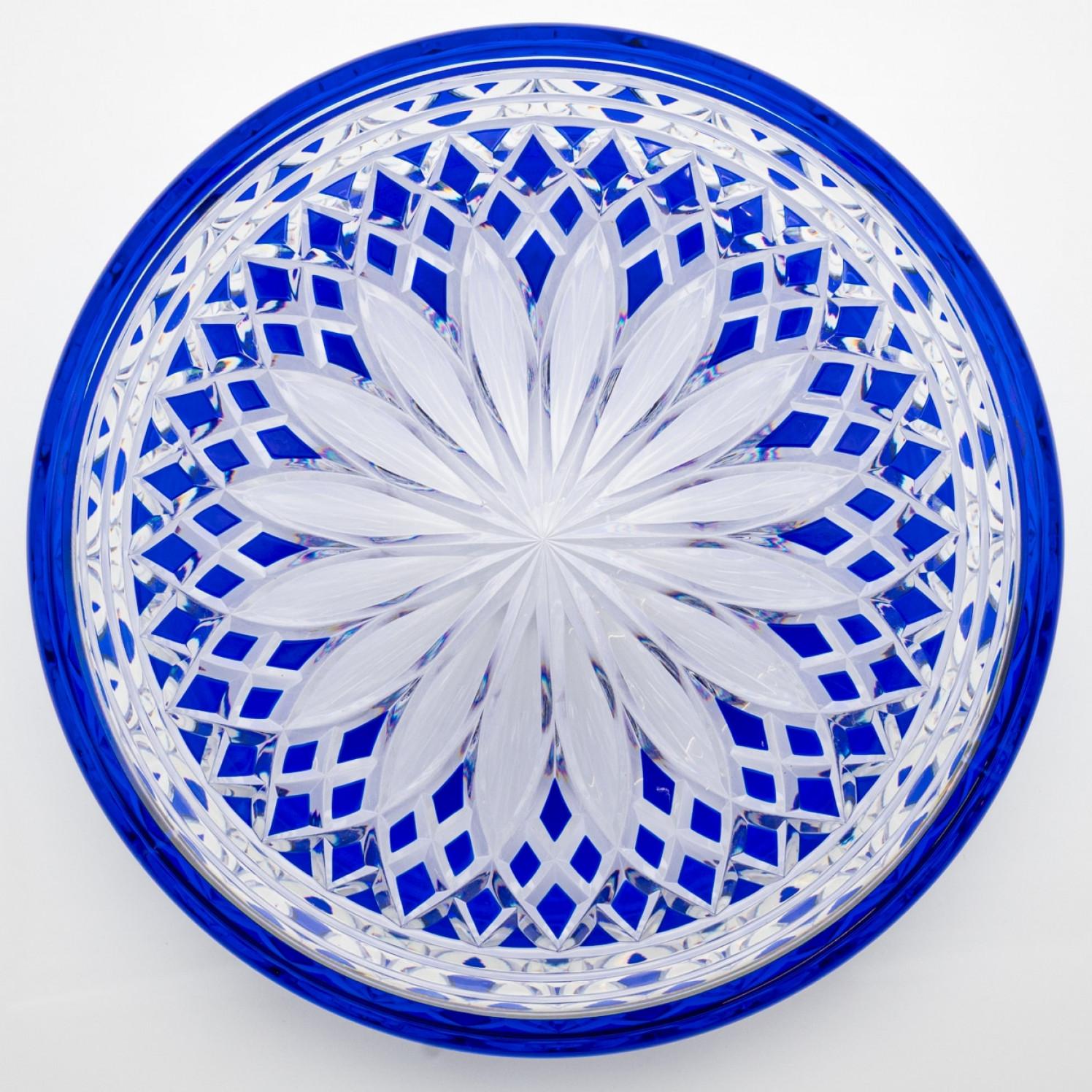 Fait main Lampe de table Baccarat Louipe Verre de cristal clair Bleu Overlay, France en vente