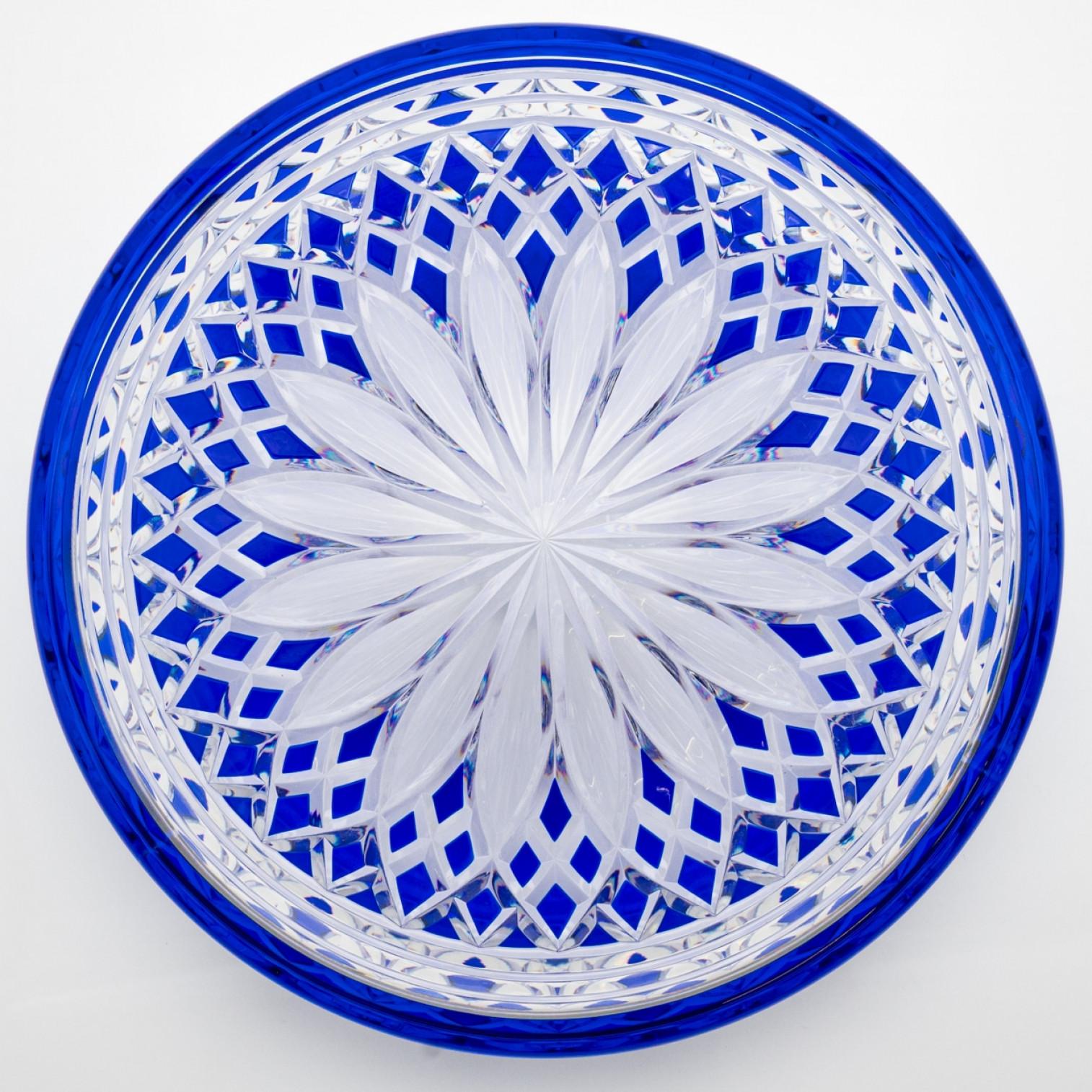 Lámpara de sobremesa Baccarat Louipe Cristal transparente superpuesto azul, Francia Hecho a mano en venta