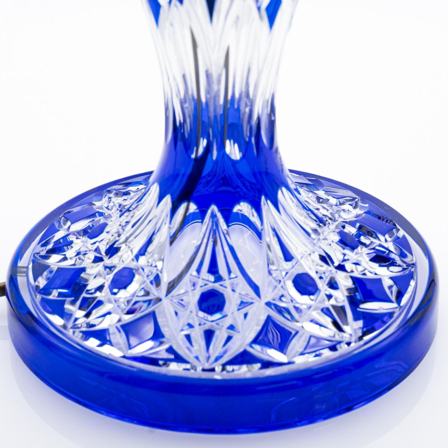 Lámpara de sobremesa Baccarat Louipe Cristal transparente superpuesto azul, Francia mediados del siglo XX en venta