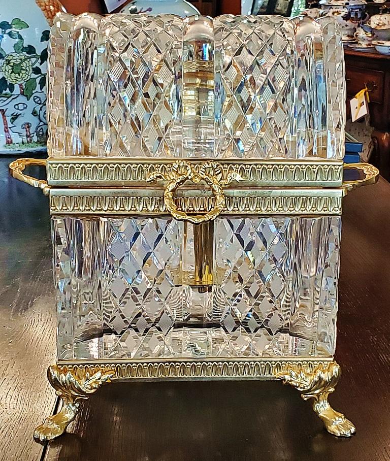 French Baccarat Louis XVI Style Domed Crystal Decanter Box