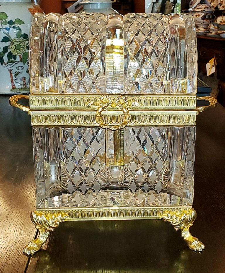 Cast Baccarat Louis XVI Style Domed Crystal Decanter Box