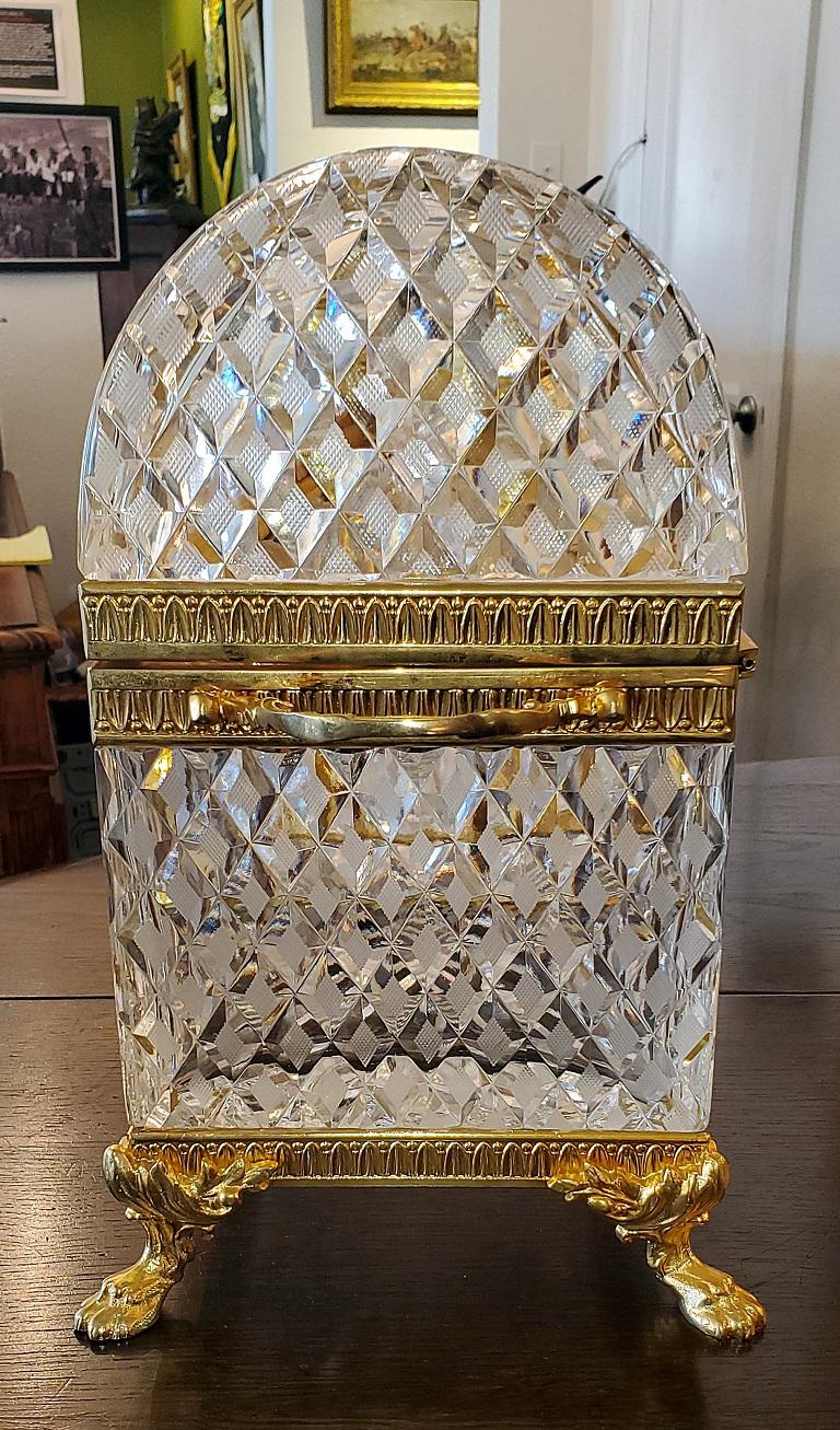 Baccarat Louis XVI Style Domed Crystal Decanter Box In Excellent Condition In Dallas, TX