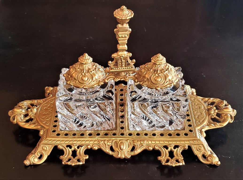 French Baccarat Louis XVI Style Inkstand