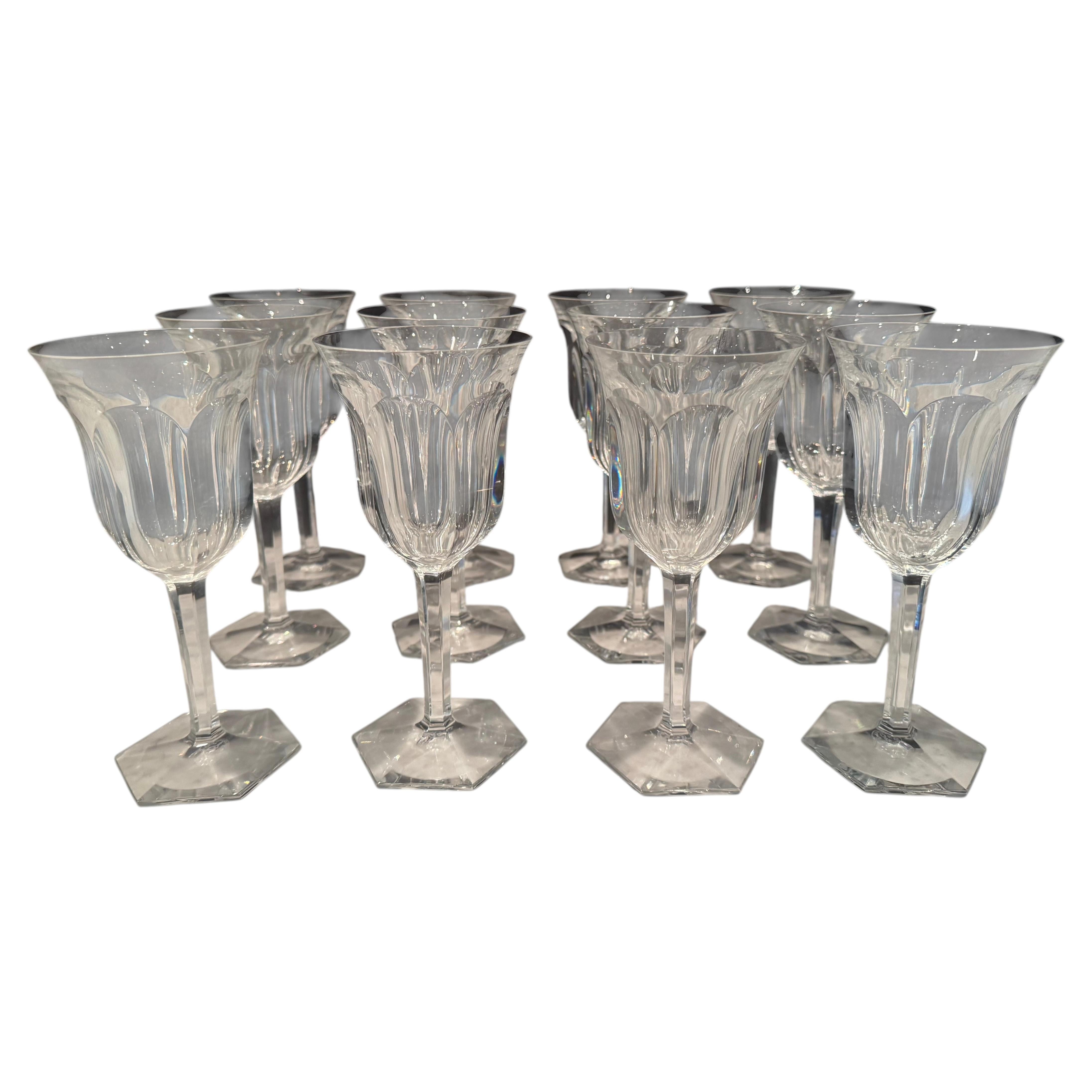 Baccarat Malmaison Set of 12 Crystal Wine Glasses