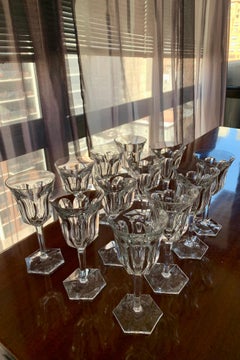 Baccarat Malmaison Set of 12 Hand-Crafted Crystal Wine Glasses, 1910